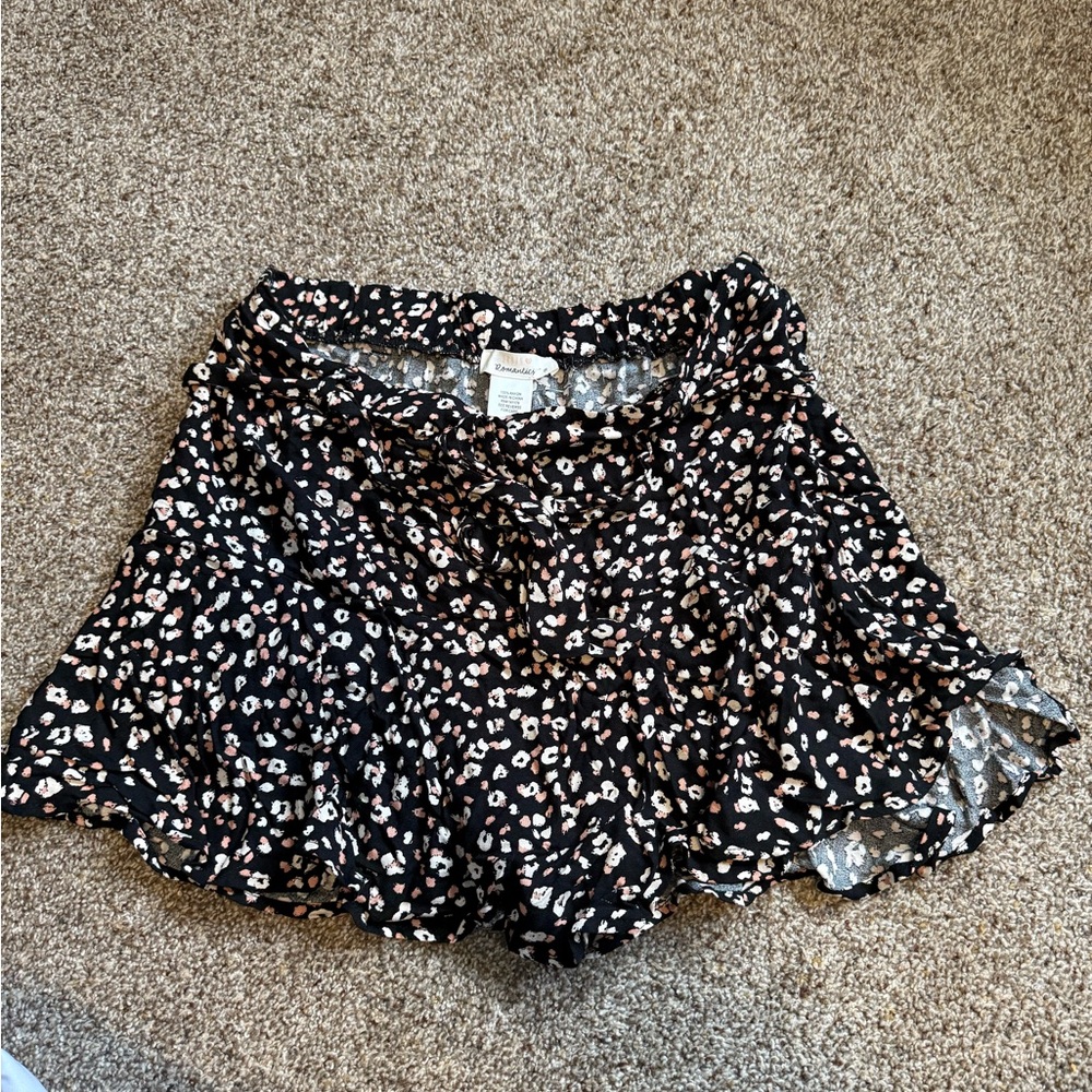 Urban Outfitters Black Floral Ruffle Skirt
